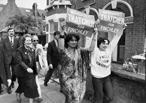 MARGARET THATCHER CAMPAIGNING IN HER FINCHLEY CONSTITUENCY DURING THE 1983 GENERAL