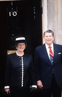 Margaret Thatcher Conservative British Prime Minister with Ronald Regan outside No 10