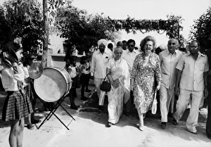 Drums Prints: Margaret Thatcher with crowd during her tour of India - 20th April 1981