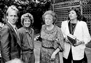Margaret Thatcher with daughter Carol and John Lloyd and Chris Evert - June 1985