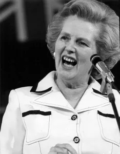 Microphone Prints: Margaret Thatcher delivering speech at the Conservative Party conference in Brighton