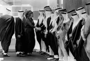 Aeroplane Prints: Margaret Thatcher greeting Saudi princes at Riyadh airport - April 1981