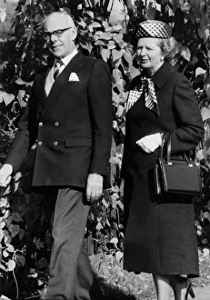 Margaret Thatcher and husband Denis leaving Chequers - October 1984