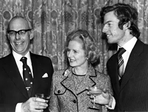 Drinks Prints: Margaret Thatcher with husband Denis and son Mark celebrating her election as leader of