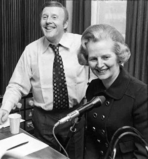 Microphone Prints: Margaret Thatcher and Jimmy Young in BBC radio studio - February 1975