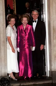 10 Downing Street Prints: Margaret Thatcher with John Major MP Prime Minister and wife Norma Major outside 10