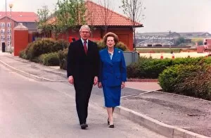 00047 Collection: Margaret Thatcher and John Major walk in the wilderness at the Teesside Development Park