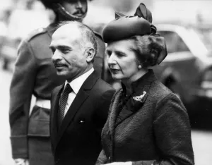 Margaret Thatcher with King Hussein of Jordan during his visit to Britain - March 1983