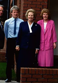 Margaret Thatcher outside Howdens factory Glasgow 1987