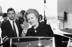 Margaret Thatcher PM, officially opens a new warehouse in Whetstone