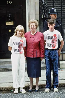 Necklace Prints: Margaret Thatcher PM, photocall with fund raisers Melanie Pickersgill and James Murphy