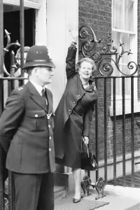 01038 Prints: Margaret Thatcher PM pictured outside Downing Street, London, Sunday 18th April 1982