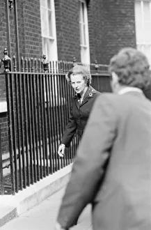 01038 Prints: Margaret Thatcher PM pictured outside Downing Street, London, Sunday 18th April 1982