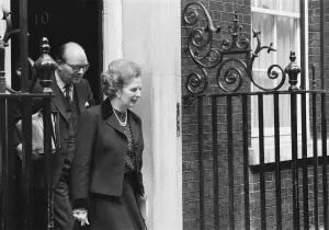 01038 Prints: Margaret Thatcher PM pictured outside Downing Street, London, Thursday 22nd April 1982