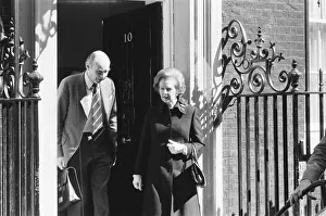 Margaret Thatcher PM pictured outside Downing Street, London, Friday 23rd April 1982