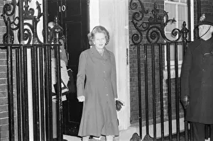 Margaret Thatcher PM pictured outside Downing Street, London, 15th January 1982