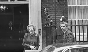 Margaret Thatcher PM pictured outside Downing Street, London, Wednesday 7th April 1982