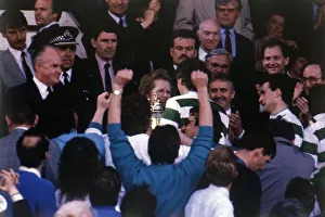 Margaret Thatcher presents Scottish Cup to Roy Aitken 1988