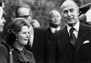 Margaret Thatcher with President Valery Giscard D Estaing outside 10 Downing Street