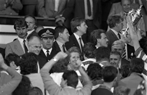 Margaret Thatcher Prime Minister 1988 at Scottish Cup final presenting trophy to Celtic