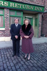 Margaret Thatcher Prime Minister January 1990 at Granada TV on the Coronation
