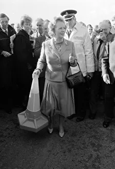 Motorways Prints: Margaret Thatcher seen here opening the final section of the M25 motorway October
