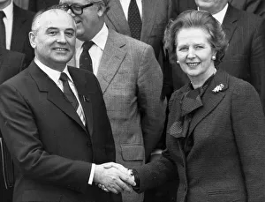 Margaret Thatcher shaking hands with Mikhail Gorbachev - December 1984