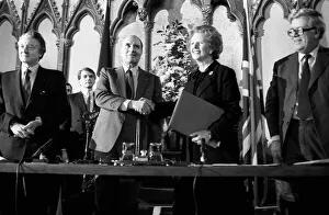 Margaret Thatcher signs Channel Agreement Feb 1986 with Francois Mitterrand