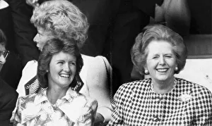 01528 Prints: Margaret Thatcher at sporting event smiling - May 1987
