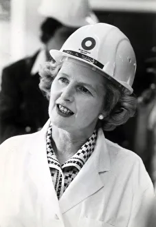 Hard Hat Prints: Margaret Thatcher on a visit to the Blue Circle Cement plant at Nortfleet