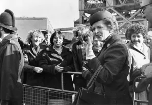 Margaret Thatcher visiting Austin and Pickersgill shipyard, Sunderland