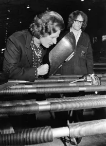 Margaret Thatcher visiting Gateshead NEI Power Engineering complex