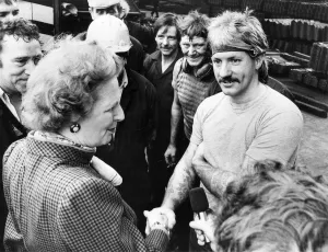 Margaret Thatcher visits Darlington and Simpson Rolling Mill meeting John Liddle
