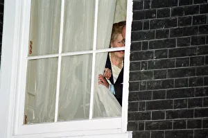 Vote Prints: Margaret Thatcher watches John Major from a window at 10 Downing Street after he won