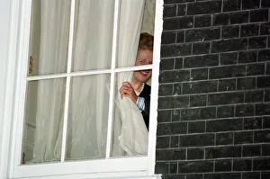 Vote Prints: Margaret Thatcher watches John Major from a window at 10 Downing Street after he won