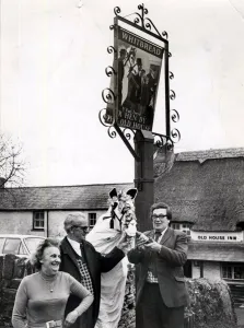 00365 Prints: Mari Lwyd - A new sign depiction the old practice of the Mari Lwyd was unveiled