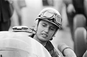 1959 Prints: Maria Teresa de Filippis pictured in her Red Maserati 250F before for the BRDC