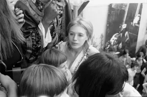 00100 Prints: Marianne Faithfull and her son Nicholas pictured backstage as the Rolling Stones perform