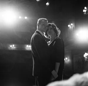 Marie Bell and Pierre Vaneck rehearse a scene from the production of Francoise Sagan