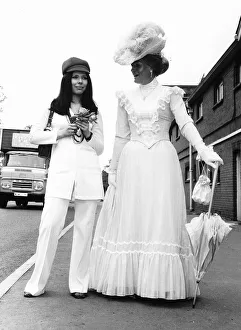 Parasol Prints: Marie Therese Lege in trouser suit at Royal Ascot in June 1970