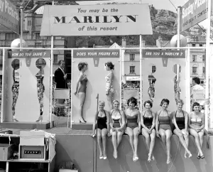 Marilyn Monroe look-a-like competition at Hastings. 15th July 1958
