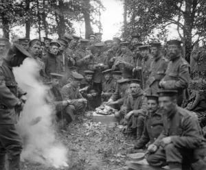 00117 Prints: Marines from the British Naval Brigade seen here cooking lunch on the Lierre Road