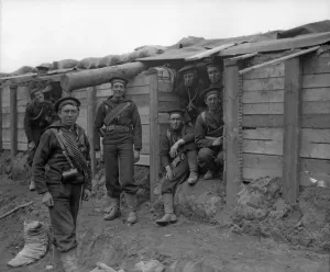 Marines seen here in their bomb proof shelters at the last line of defence on the Lierre