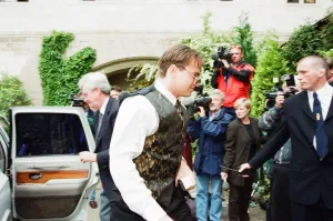 Mark Bosnich arrives for wedding to Sarah Jarret at Coombe Abbey Hotel, Coventry
