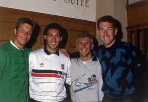 Mark Hateley with English team-mates Chris Woods Graham Roberts