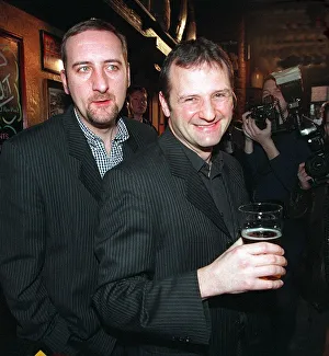 Mark Radcliffe Radio 1 DJ on right who is to replace Chris Evans on the Breakfast Show