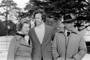 00198 Prints: Mark Thatcher with parents Margaret and Denis after he had been rescued following his