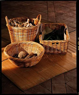 Bread Prints: Marks and Spencer Wicker Baskets holding bread vegetables circa 1995
