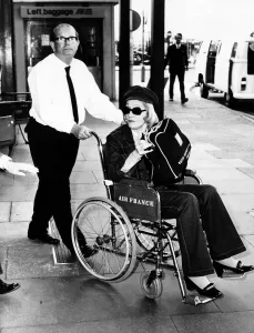 Medical Prints: Marlene Dietrich Actress Leaves london airport in a wheelchair Dbase MSI
