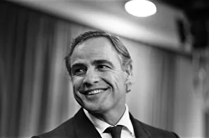 Marlon Brando holding a conference at London Airport May 1968